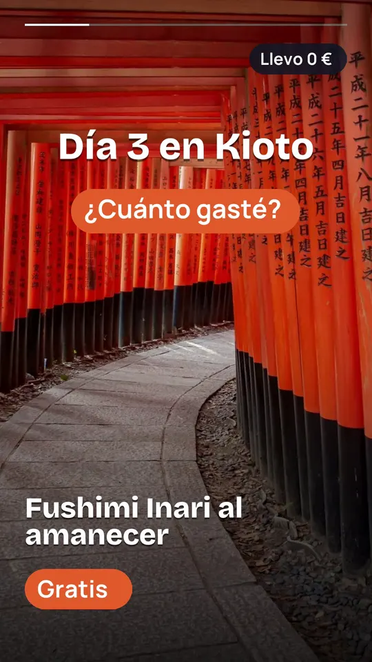 Fotograma de un reel de UVEI: «Día 3 en Kioto» sobre los torii de Fushimi Inari